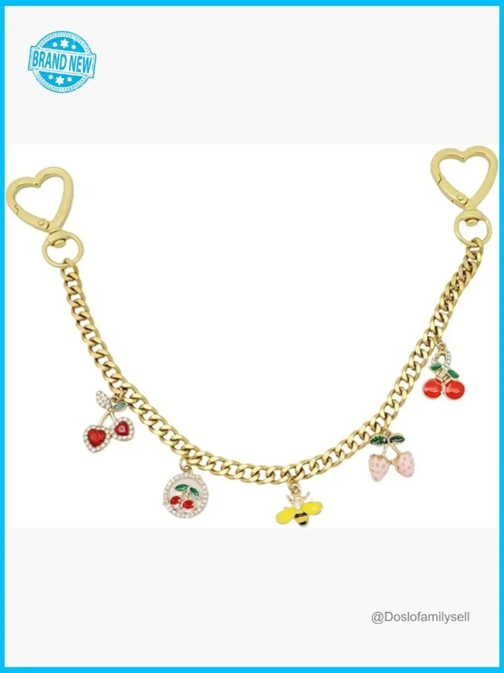 Gold Cherry Keychain Elegant Y2K Charm Accessory for Purse or Jeans